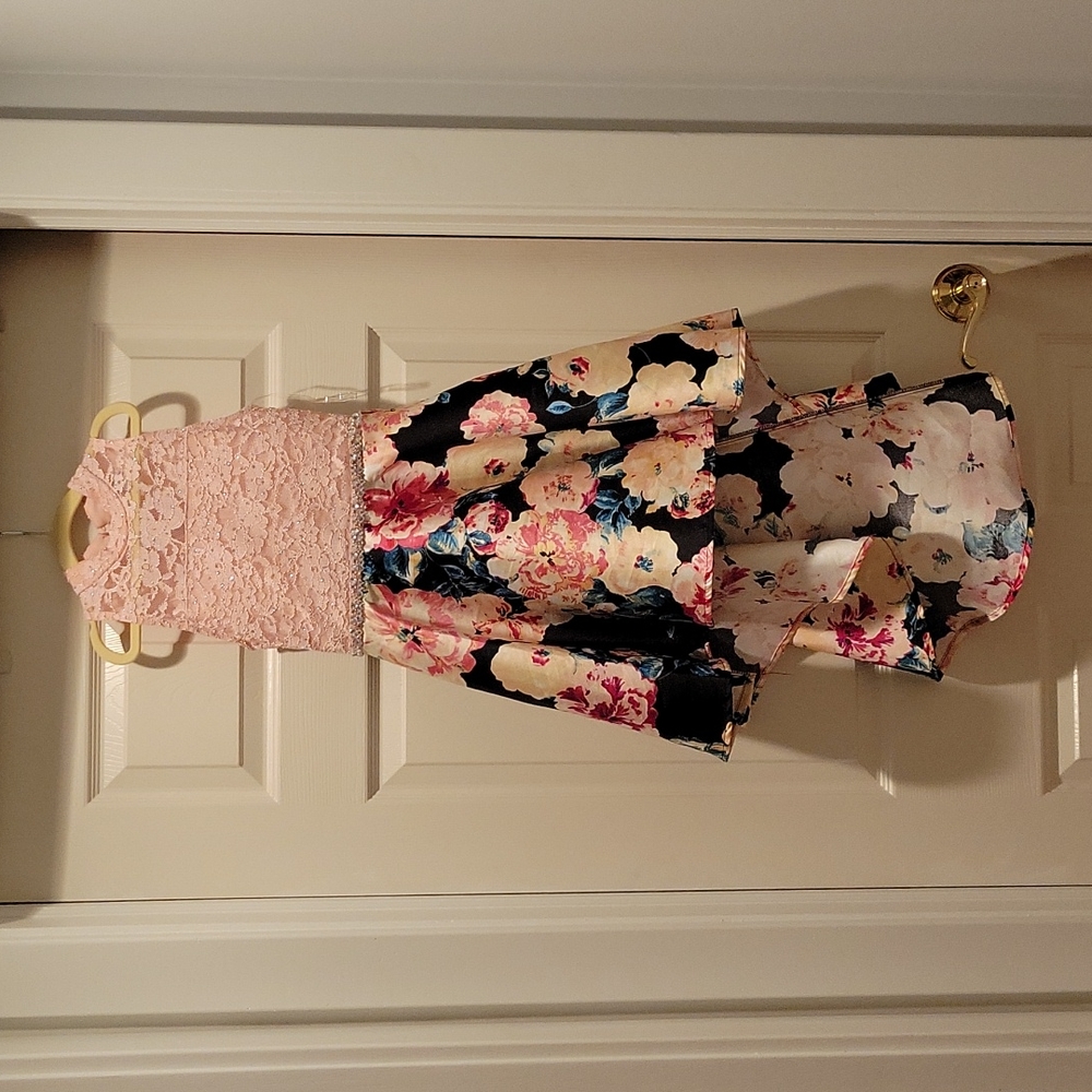 High/low girls floral formal dress
